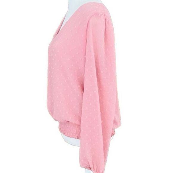 Nine Britton dusty pink Swiss Dot v front/back top with elastic waistband sz M. - Picture 5 of 7